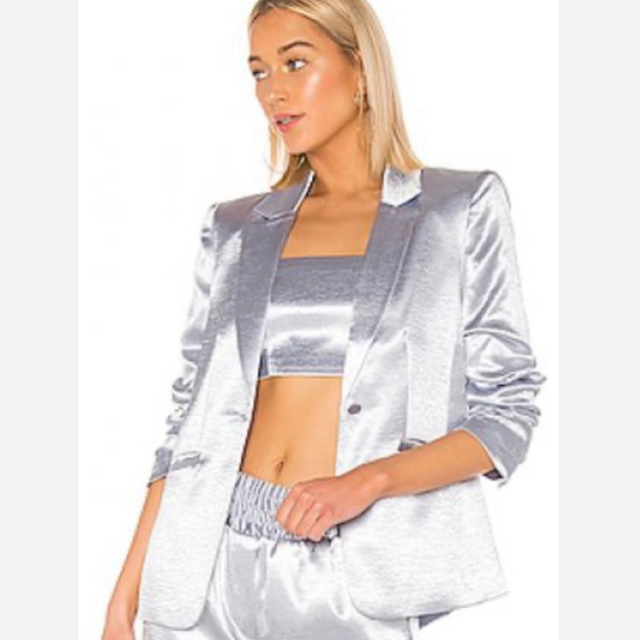 SOLD Cinq A SEPT Kylie Satin Blazer in Silver Size 00 NWT *read description* - Picture 3 of 15